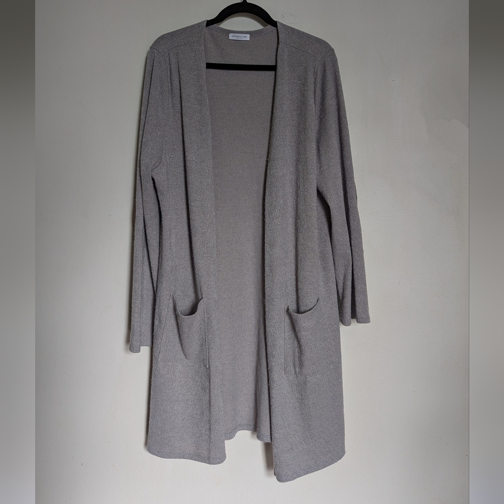 Chicsoul Light Brown Patch Elbow Open-Front Cardigan Duster Sweater Size 3X